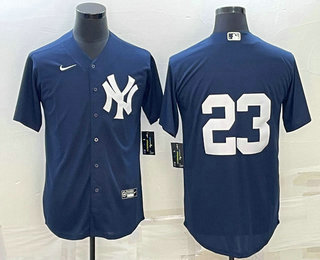 Mens New York Yankees #23 Don Mattingly Black Stitched Nike Cool Base Throwback Jersey